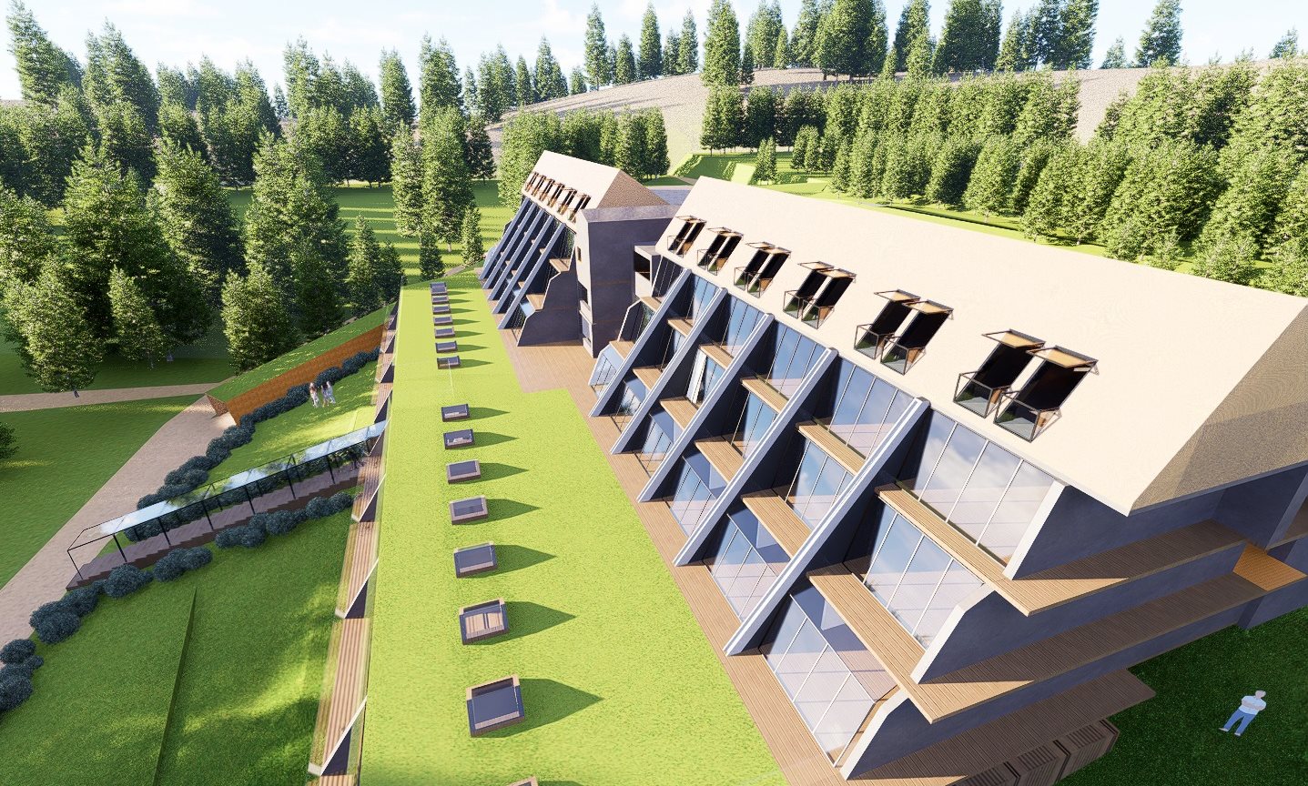 Entwurf: neue Fassade mit Dachbalkonen